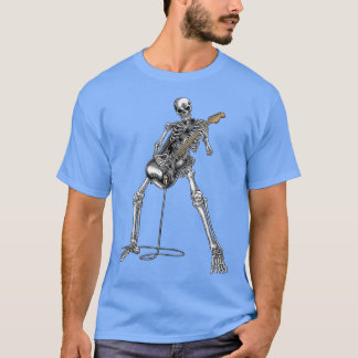 Happy Skeleton Guitar Guy Spooky Halloween Rock Ba T-Shirt