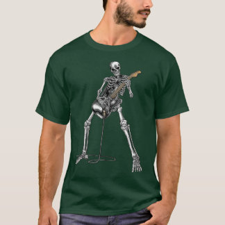 Happy Skeleton Guitar Guy Spooky Halloween Rock Ba T-Shirt