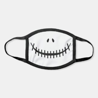 Happy Skeleton Smile Black and White Halloween Face Mask