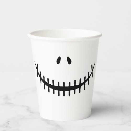 Happy Skeleton Smile Black and White Halloween Paper Cups