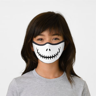Happy Skeleton Smile Black and White Halloween Premium Face Mask
