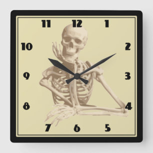 Happy Skeleton Square Wall Clock