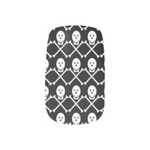 happy skulls crossbones minx nail art