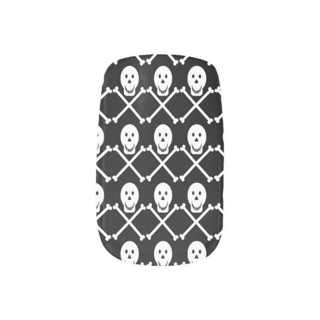 happy skulls crossbones minx nail art (Left Thumb)