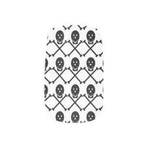 happy skulls crossbones minx nail art