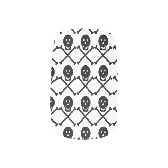 happy skulls crossbones minx nail art (Left Thumb)