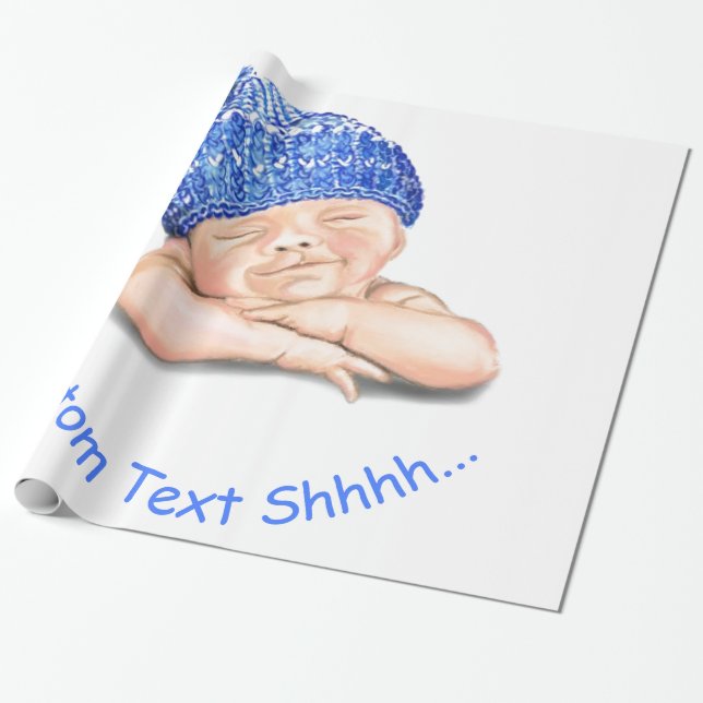 Happy Sleeping Baby Wrapping Paper Your Text Name (Unrolled)
