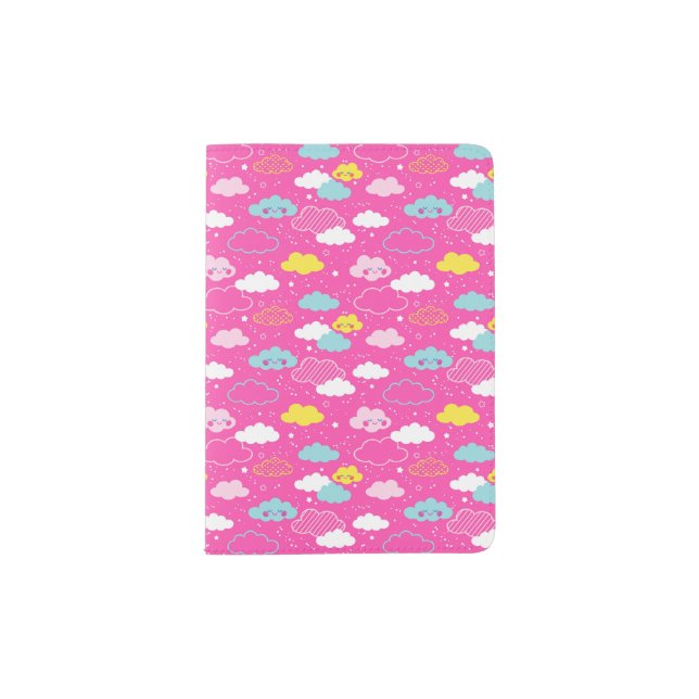 Happy Sleepy Clouds Passport Holder (Front)