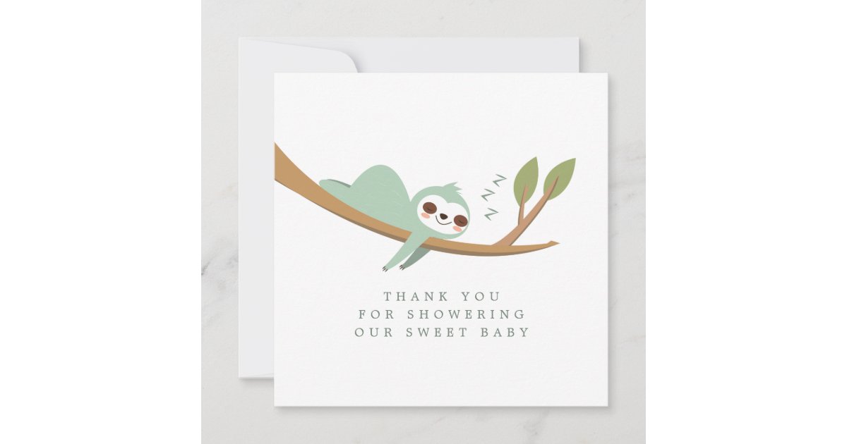 Happy Sloth Baby Shower Thank You Card | Zazzle