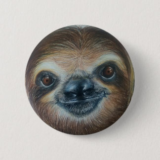 HAPPY SLOTH BADGE!sloths rainforest smile Button
