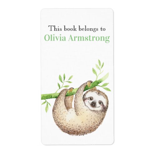 Happy Sloth Book Belongs To Label