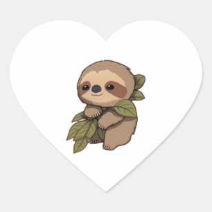 Happy Sloth Drawing Leafy Sticker