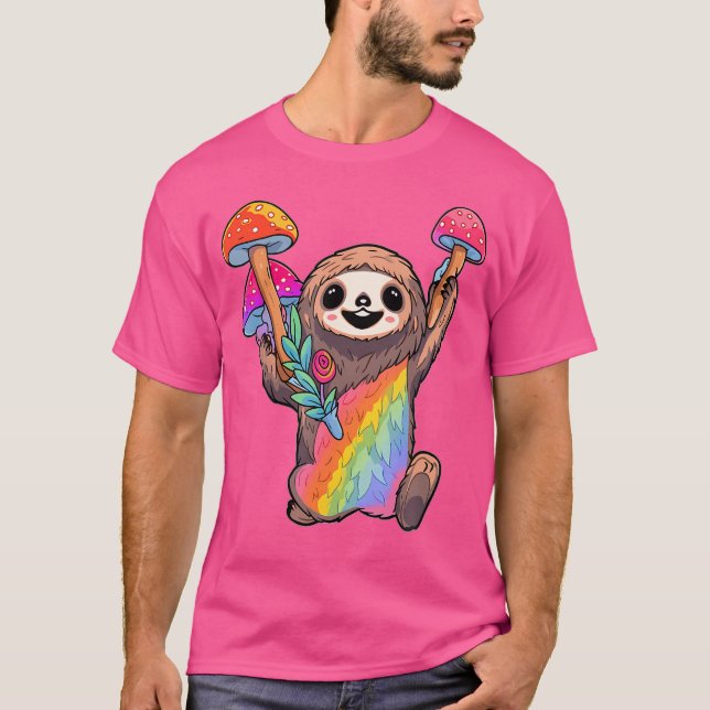 Happy Sloth Edm Rave Psychedelic Dj T-Shirt (Front)