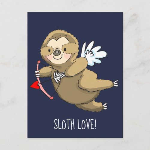 Happy Sloth Love Valentine Cupid Postcard