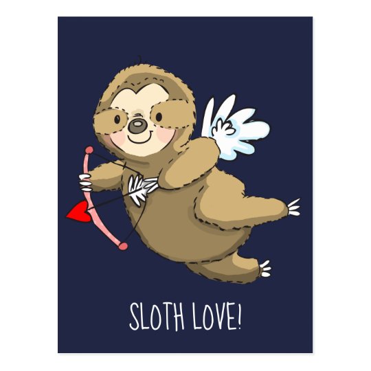 Happy Sloth Love Valentine Cupid Postcard 5875