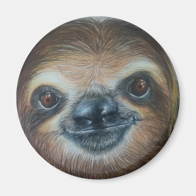 HAPPY SLOTH MAGNET! sloths smile Magnet (Front)