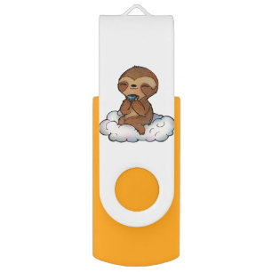 Happy Sloth on a Cloud Flash Drive