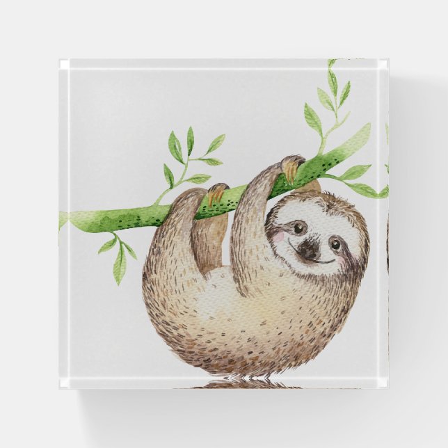Happy Sloth Paperweight (Front)