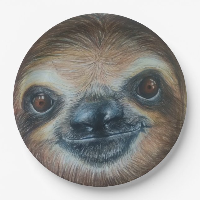 HAPPY SLOTH PARTY PLATES! PAPER PLATES (Front)