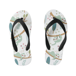 Happy Sloth Pattern Kid's Flip Flops
