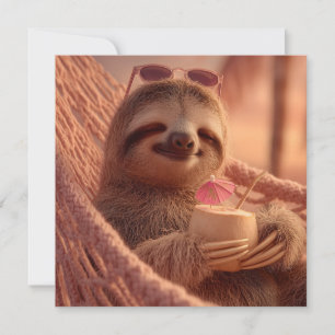 Happy Sloth Relaxing in a Hammock Holiday Card