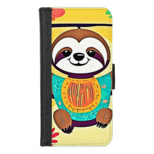 Happy Sloth Swing Design iPhone 8/7 Wallet Case