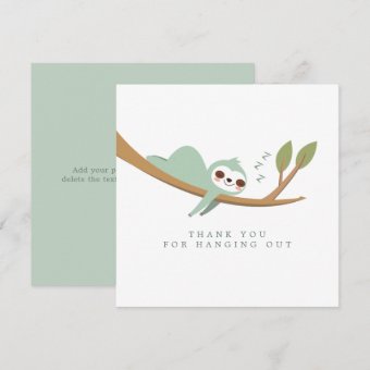 Happy Sloth Thank You Card | Zazzle