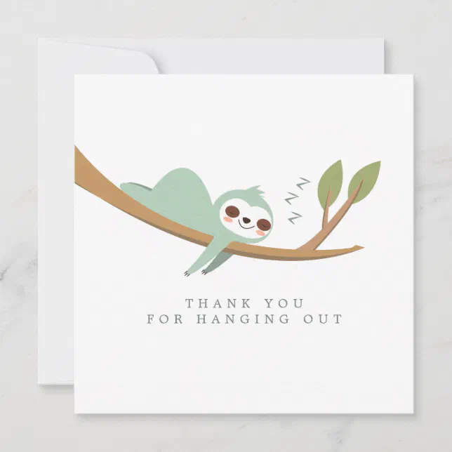 Happy Sloth Thank You Card | Zazzle