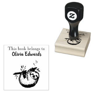 Happy Sloth This Book Belongs To Rubber Stamp