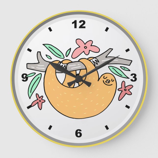Happy Sloth Wall Clock (Front)