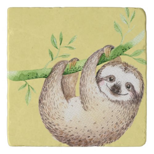 Happy Sloth Watercolor Trivet