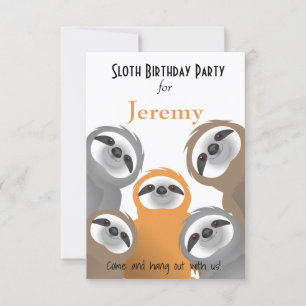 Happy Sloths Birthday Party Invitation