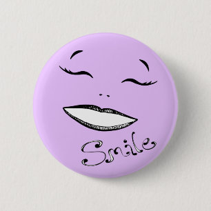 Happy smile button in pink