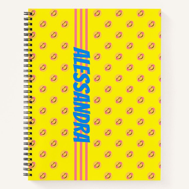 Happy Smile Face & Your name Notebook (Front)