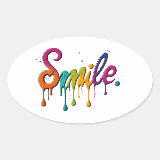 Happy Smile Oval Sticker (Front)