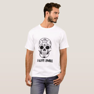 Happy Smile Skull – Stylish Floral Skull T-Shirt