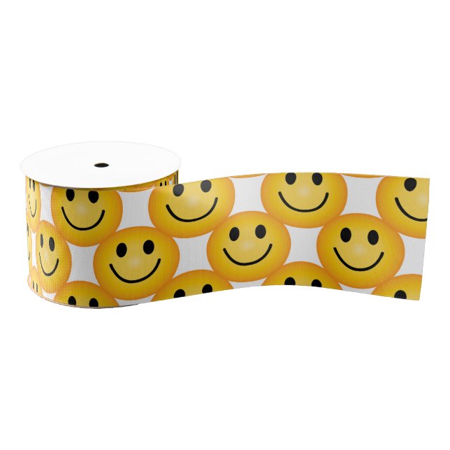 Happy Smiley Face Emoji Printed Ribbon (Spool)