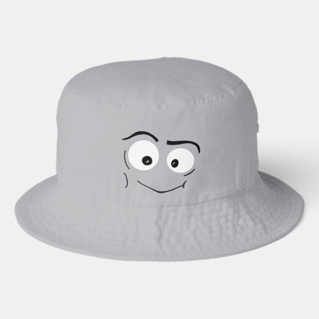 happy smiley face with smiling eyes bucket hat (Front)