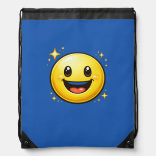 Happy Smiley Face with Sparkles Drawstring Bag