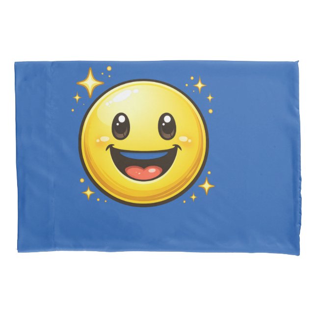 Happy Smiley Face with Sparkles Pillow Case (Front)