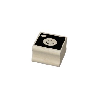 Happy Smilie Face With Heart by EelKat Rubber Stamp