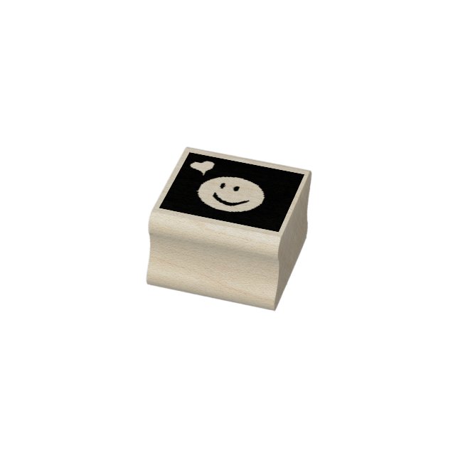 Happy Smilie Face With Heart by EelKat Rubber Stamp (Stamp)