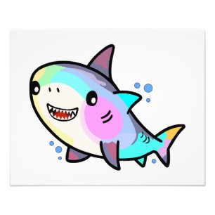 Happy smiling baby shark with bubbles. photo print