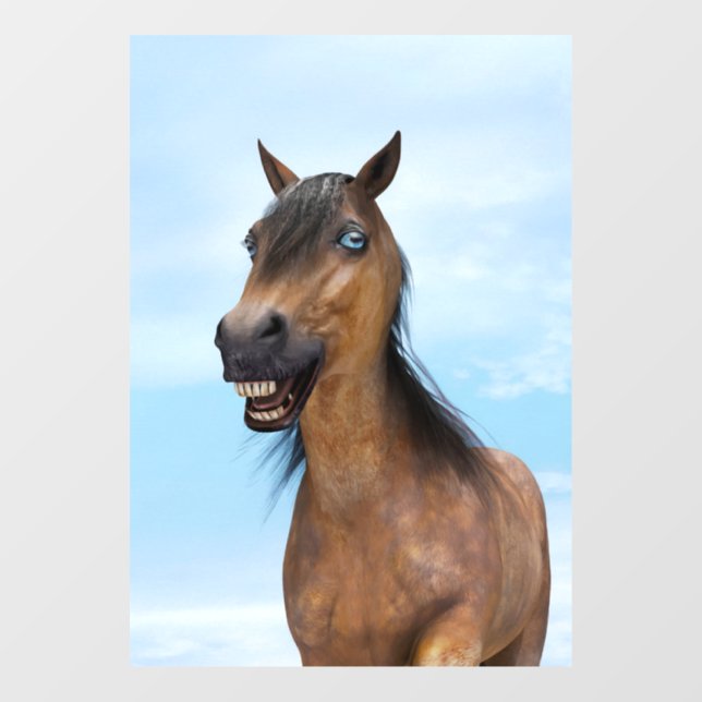 Happy Smiling Bay Horse Window Cling (Sheet)