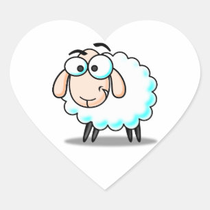 Happy Smiling Cartoon Sheep Heart Sticker