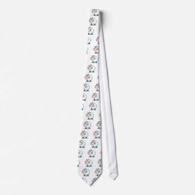 Happy Smiling Cartoon Sheep Neck Tie (Front)
