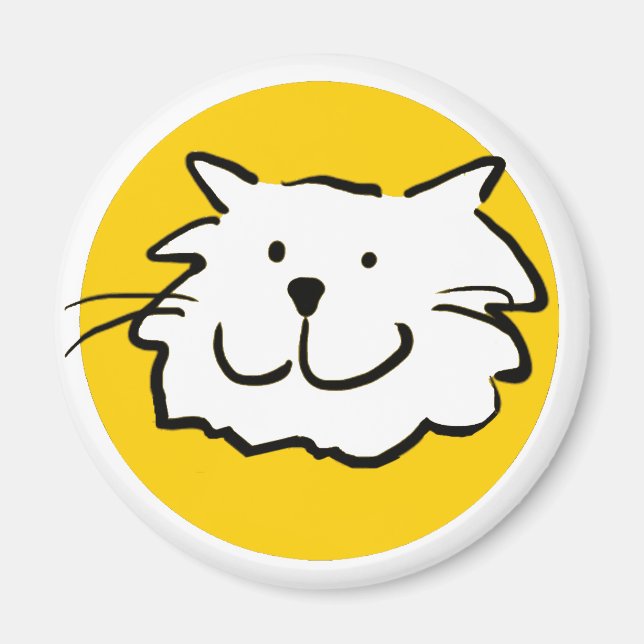 Happy Smiling Cat as a Fun Cartoon Illustration Magnet (Front)