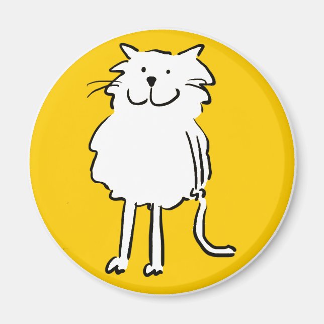 Happy Smiling Cat as a Fun Cartoon Illustration Magnet (Front)