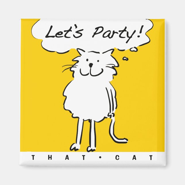 Happy Smiling Cat as a Fun Cartoon Illustration Magnet (Front)