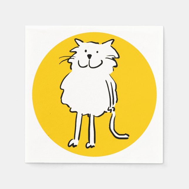 Happy Smiling Cat as a Fun Cartoon Illustration Paper Napkins (Front)